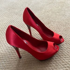 Bcbg red satin shoes